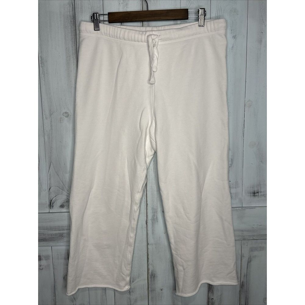 Frank & Eileen Catherine Triple Fleece Wide Leg Cropped Sweatpants White Large